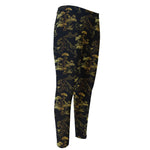 Black And Gold Japanese Tiger Print Men's Compression Pants