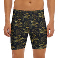Black And Gold Japanese Tiger Print Men's Long Boxer Briefs