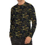 Black And Gold Japanese Tiger Print Men's Long Sleeve Rash Guard