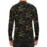 Black And Gold Japanese Tiger Print Men's Long Sleeve Rash Guard