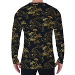 Black And Gold Japanese Tiger Print Men's Long Sleeve T-Shirt