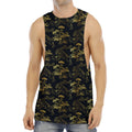 Black And Gold Japanese Tiger Print Men's Muscle Tank Top