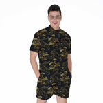 Black And Gold Japanese Tiger Print Men's Rompers