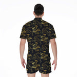 Black And Gold Japanese Tiger Print Men's Rompers