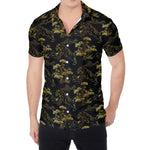 Black And Gold Japanese Tiger Print Men's Shirt