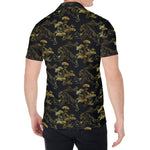 Black And Gold Japanese Tiger Print Men's Shirt