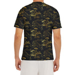 Black And Gold Japanese Tiger Print Men's Short Sleeve Rash Guard