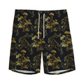 Black And Gold Japanese Tiger Print Men's Athletic Shorts