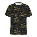 Black And Gold Japanese Tiger Print Men's Athletic T-Shirt