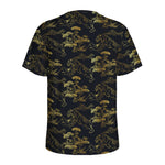 Black And Gold Japanese Tiger Print Men's Sports T-Shirt