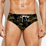 Black And Gold Japanese Tiger Print Men's Swim Briefs
