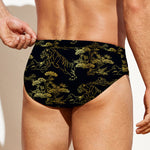 Black And Gold Japanese Tiger Print Men's Swim Briefs