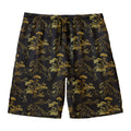 Black And Gold Japanese Tiger Print Men's Swim Trunks