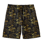 Black And Gold Japanese Tiger Print Men's Swim Trunks