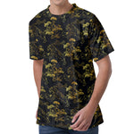 Black And Gold Japanese Tiger Print Men's Velvet T-Shirt