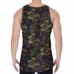 Black And Gold Japanese Tiger Print Men's Velvet Tank Top