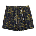 Black And Gold Japanese Tiger Print Mesh Shorts