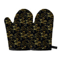 Black And Gold Japanese Tiger Print Oven Mitts