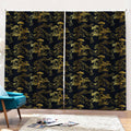 Black And Gold Japanese Tiger Print Pencil Pleat Curtains
