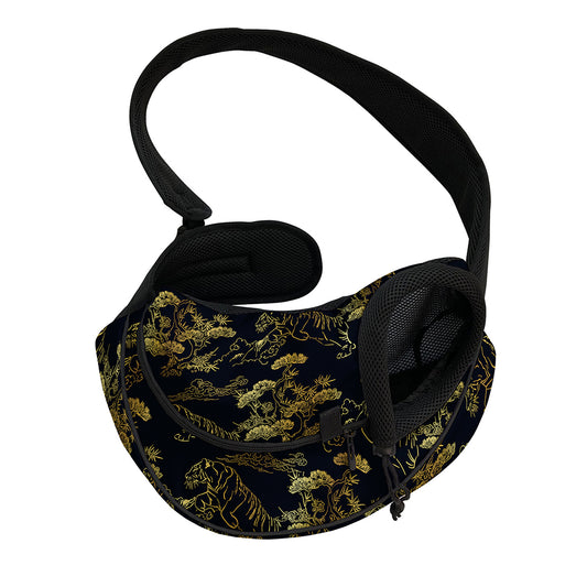 Black And Gold Japanese Tiger Print Pet Sling Carrier