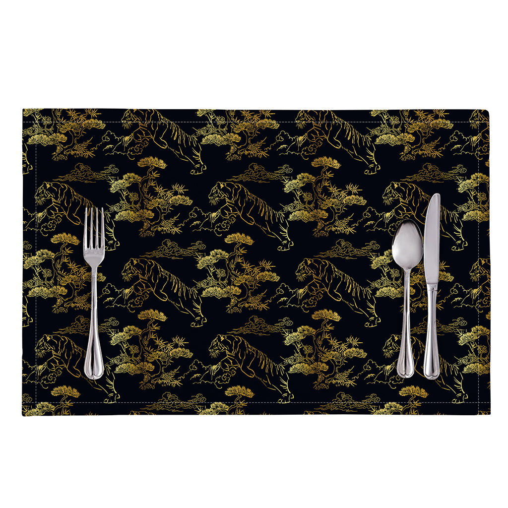Black And Gold Japanese Tiger Print Placemat
