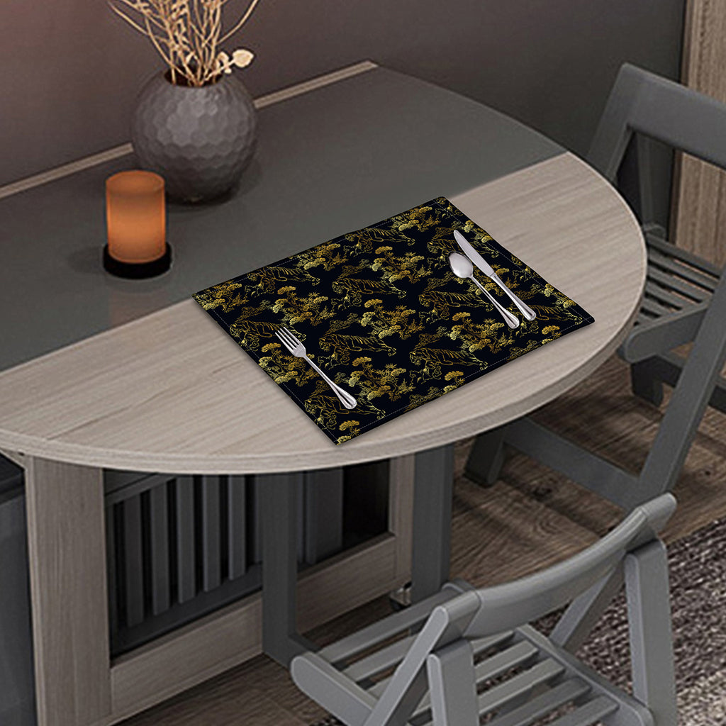 Black And Gold Japanese Tiger Print Placemat