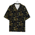 Black And Gold Japanese Tiger Print Rayon Hawaiian Shirt