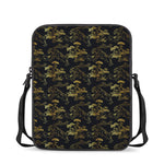 Black And Gold Japanese Tiger Print Rectangular Crossbody Bag