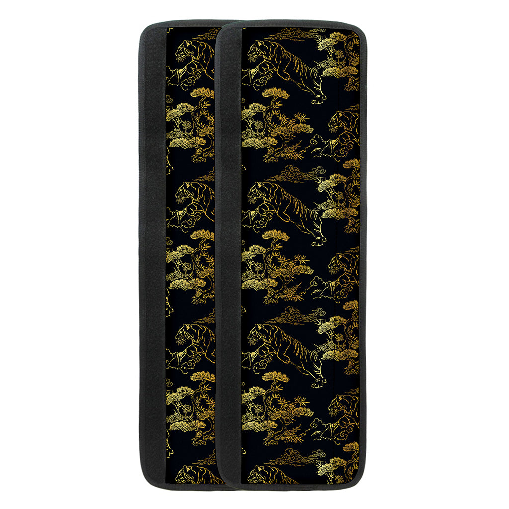 Black And Gold Japanese Tiger Print Refrigerator Handle Covers