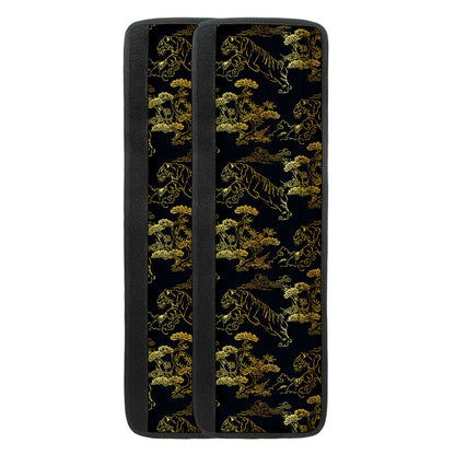 Black And Gold Japanese Tiger Print Refrigerator Handle Covers