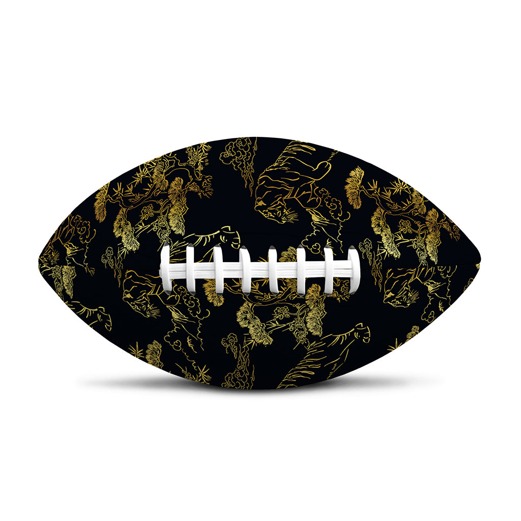 Black And Gold Japanese Tiger Print Rugby Ball