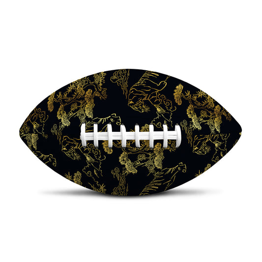 Black And Gold Japanese Tiger Print Rugby Ball