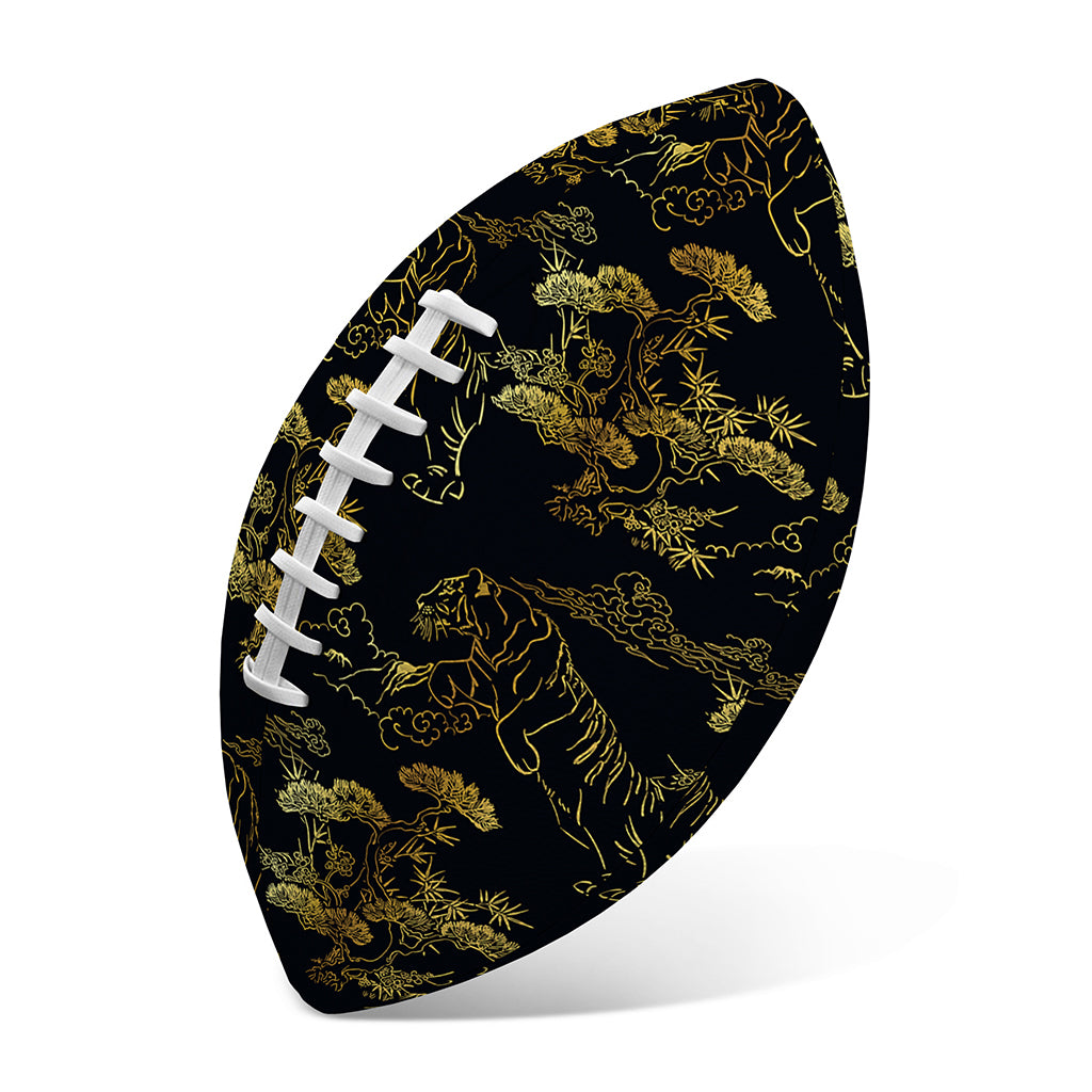 Black And Gold Japanese Tiger Print Rugby Ball