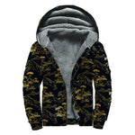 Black And Gold Japanese Tiger Print Sherpa Lined Zip Up Hoodie