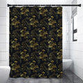 Black And Gold Japanese Tiger Print Shower Curtain