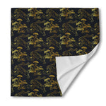 Black And Gold Japanese Tiger Print Silk Bandana