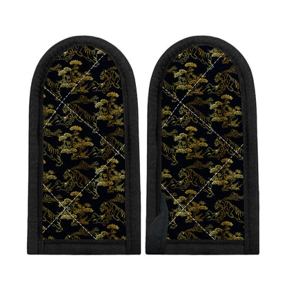 Black And Gold Japanese Tiger Print Skillet Handle Cover