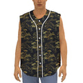 Black And Gold Japanese Tiger Print Sleeveless Baseball Jersey