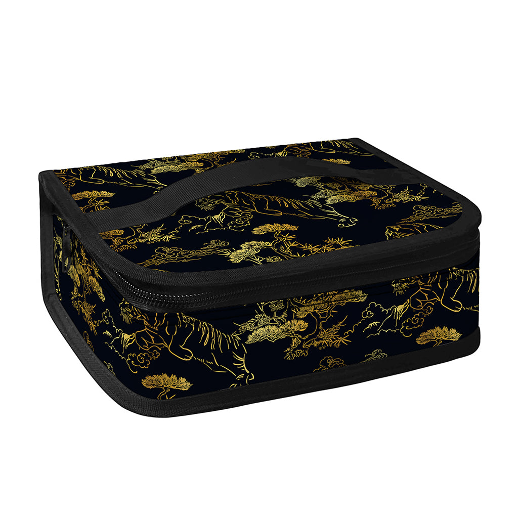 Black And Gold Japanese Tiger Print Small Lunch Bag