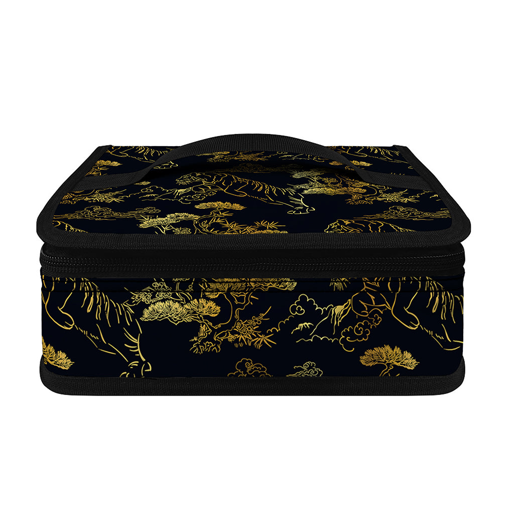 Black And Gold Japanese Tiger Print Small Lunch Bag