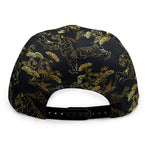 Black And Gold Japanese Tiger Print Snapback Cap