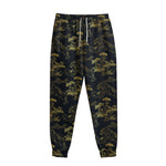 Black And Gold Japanese Tiger Print Sweatpants