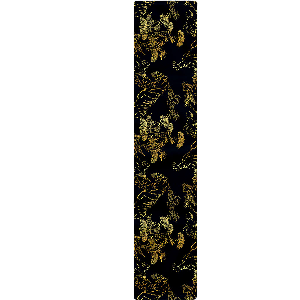 Black And Gold Japanese Tiger Print Table Runner