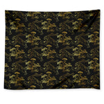 Black And Gold Japanese Tiger Print Tapestry