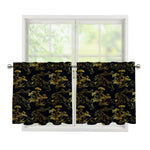 Black And Gold Japanese Tiger Print Tier Curtains