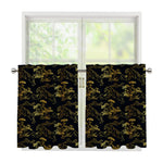 Black And Gold Japanese Tiger Print Tier Curtains