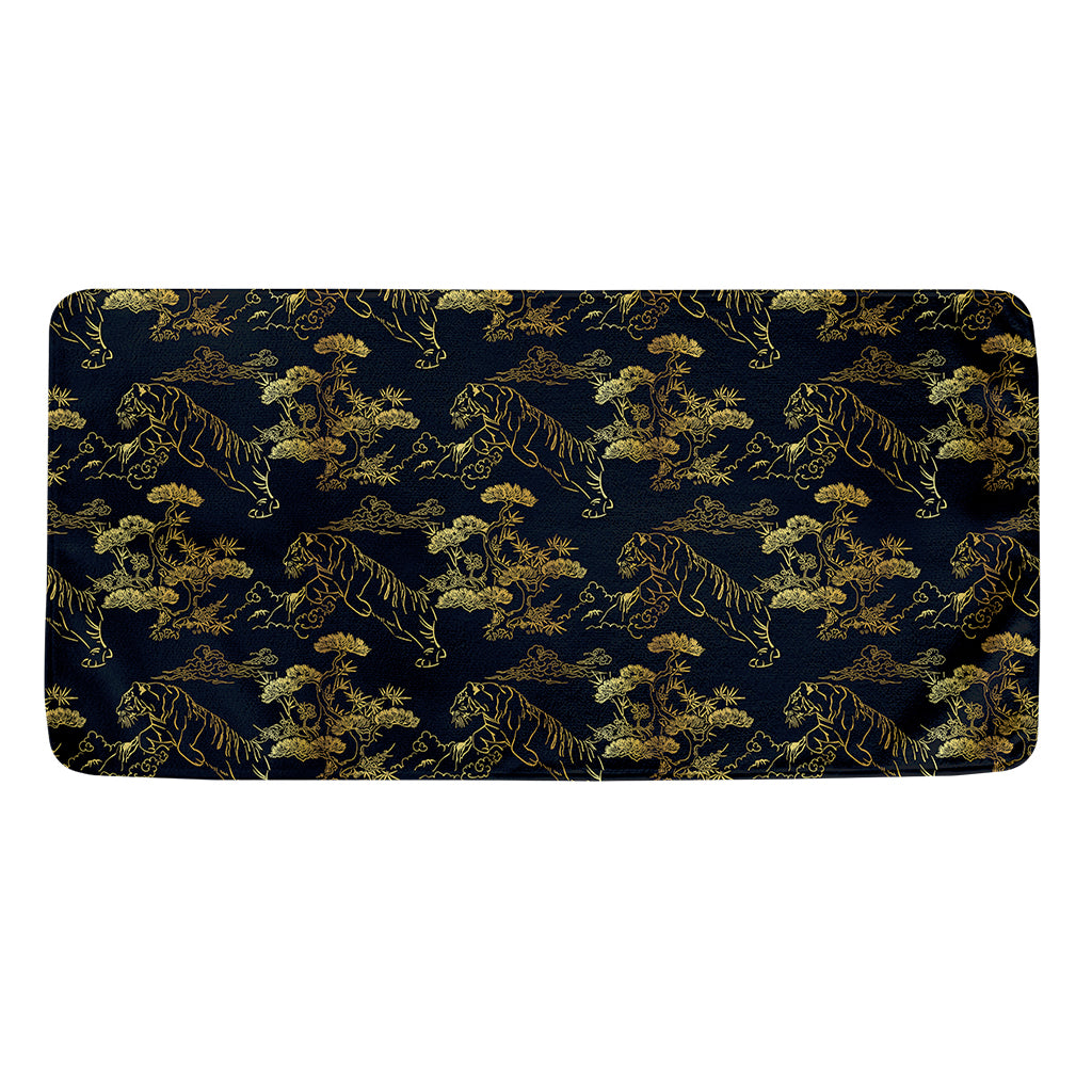 Black And Gold Japanese Tiger Print Towel