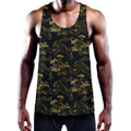 Black And Gold Japanese Tiger Print Men's Workout Tank Top