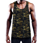 Black And Gold Japanese Tiger Print Training Tank Top