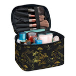 Black And Gold Japanese Tiger Print Travel Makeup Bag